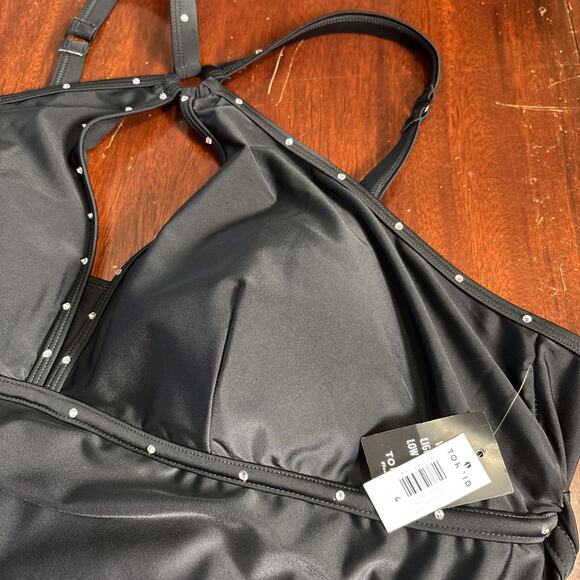 Torrid‎ Wire Free One Piece Swimsuit Size 4X (26) Rhinestone Black Halter NWT - Picture 7 of 9